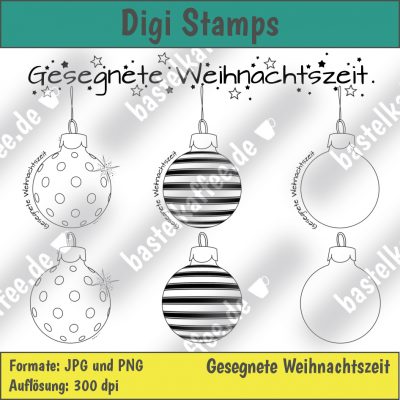 Digitales Stempelset mit Weihnachtsbaumkugeln - Digi Stamps Set Christmas Tree Bauble