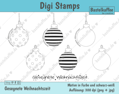 Digi Stamps Set "Gesegnete Weihnachtszeit", schwarz-weiß