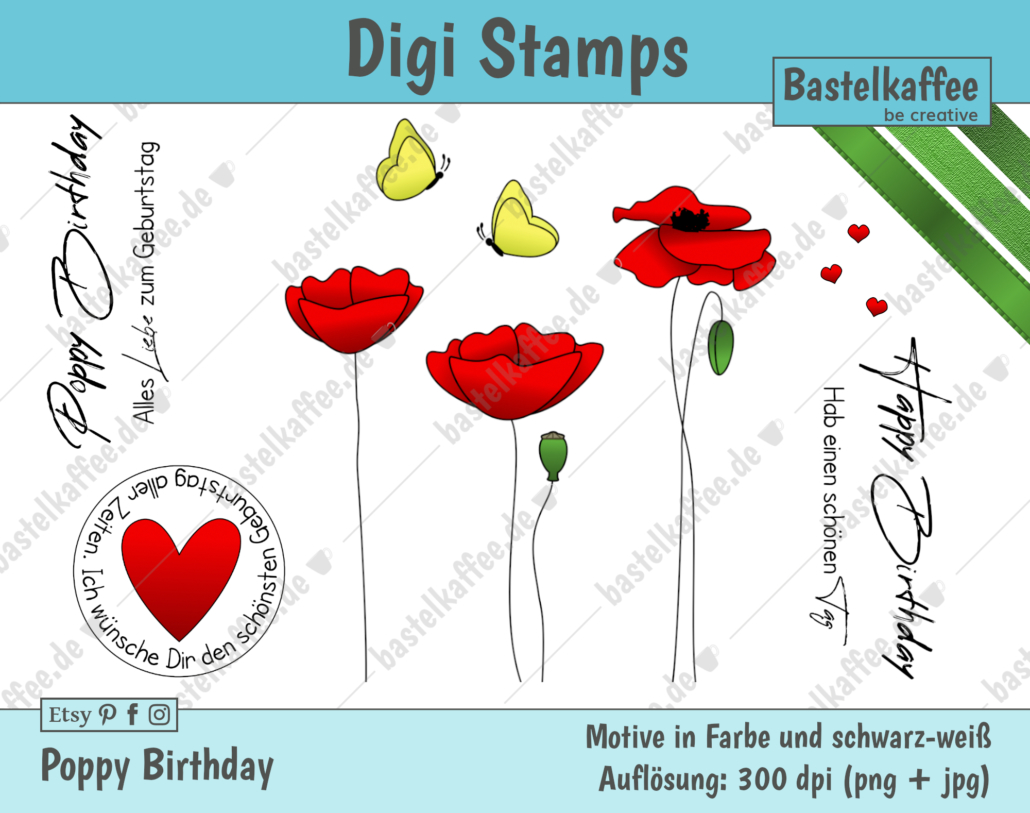 Digi Stamps Set "Poppy Birthday", farbit